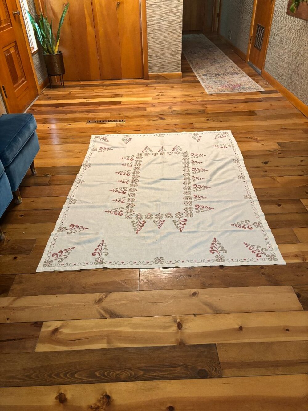 Hand-Stitched Linen Tablecloth 65.5" x 49"